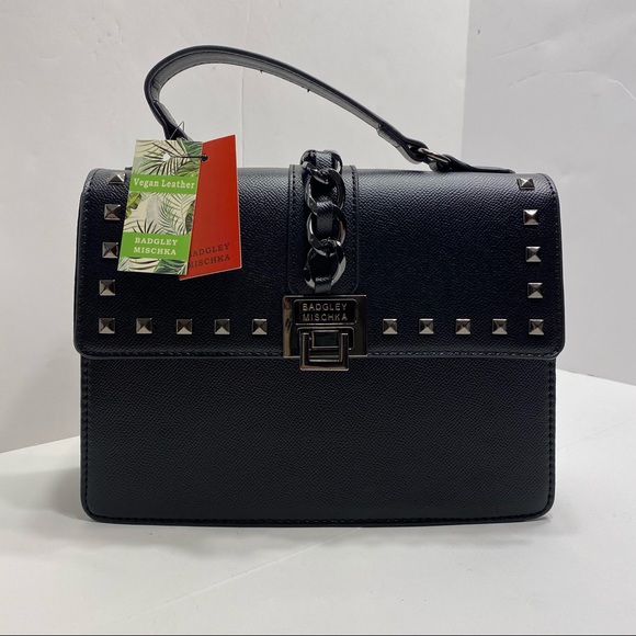 Badgley Mischka Gunmetal Black Studded Crossbody - Picture 1 of 13